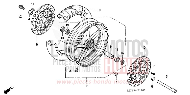 ROUE AVANT (VTR1000SP2/3/4/5/6) de VTR1000 SP-2 GRAPHITE BLACK (NHB01) 2006